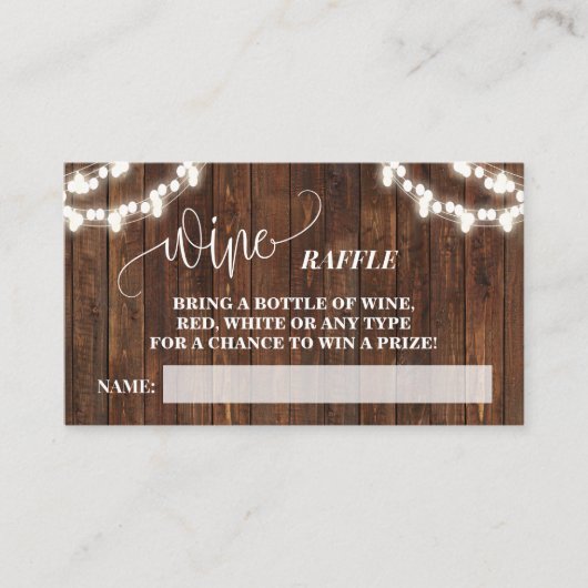 Wine Raffle Ticket Western Brautparty Karte (Vorderseite)
