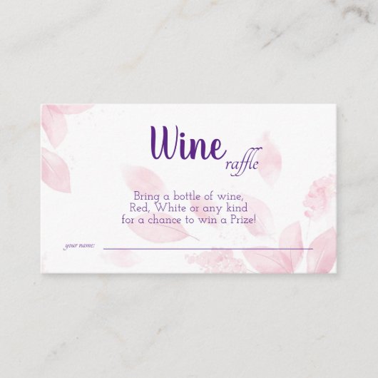 Wine Raffle Wedle Brautparty Card Platzkarte (Vorderseite)