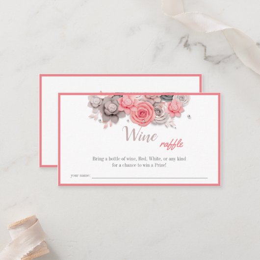 Wine Raffle Wedle Brautparty Card Platzkarte (Vorderseite/Rückseite Beispiel)