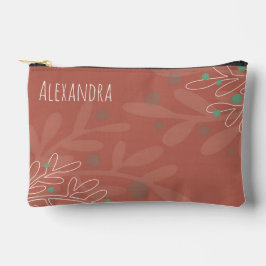 Wine red abstract floral name text zubehörtasche
