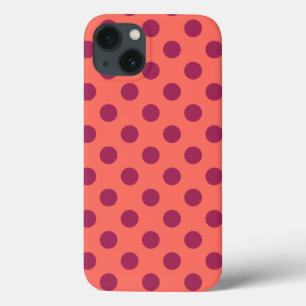 Wine red and living coral polka dots Case-Mate iPh iPhone Hülle