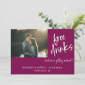 Wine Red Couple Foto Wedding Save the Date (Stehend Vorderseite)