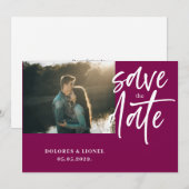 Wine Red Couple Foto Wedding Save the Date (Vorne/Hinten)