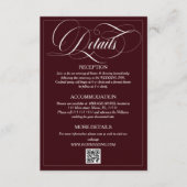 Wine Red Elegant Calligraphy Wedding Details Begleitkarte (Vorderseite)