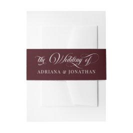 Wine Red Elegant Calligraphy Wedding Einladungsbanderole