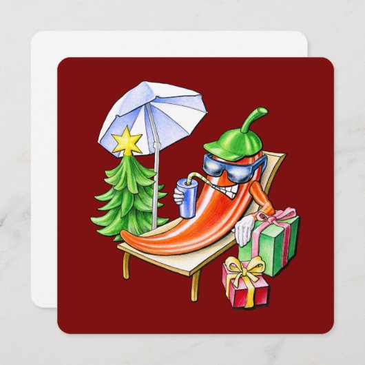 Wine Red Funny Frohe Weihnachten Chili Zeichnend (Vorne/Hinten)