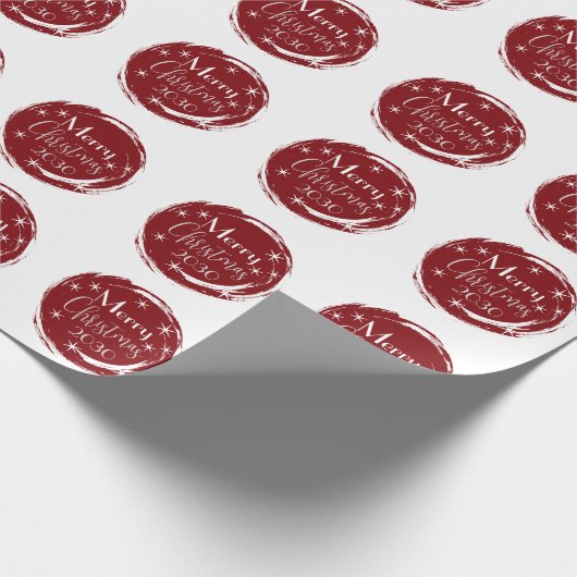 Wine Red Merry Christmas Elegant Circles Geschenkpapier (Ecke)