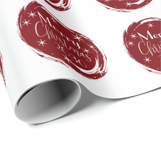 Wine Red Merry Christmas Elegant Circles Geschenkpapier (Rolleneckpunkt)