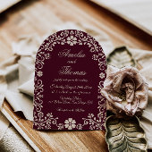 Wine Red Mexican Floral Wedding Invitation Einladung