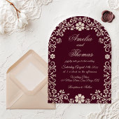 Wine Red Mexican Floral Wedding Invitation Einladung