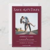 Wine Red Modern Foto Save the Date (Vorderseite)