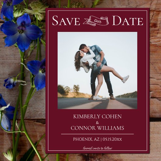 Wine Red Modern Foto Save the Date