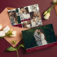 Wine Red Modern Initials & Fotos Save the Date