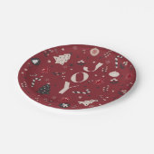 Wine Red Nordic Josh Christmas Tree Candy Cane Bel Pappteller (Schrägansicht)