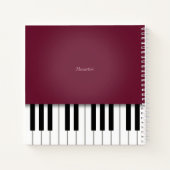 Wine Red Piano Music Keyboard Personalisiert Notizblock (Rückseite)