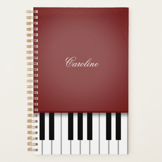 Wine Red Piano Personalisierte Musik Planer (Vorderseite)