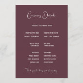 Wine Red Plum Mauve Fall Floral Wedding Programm (Rückseite)