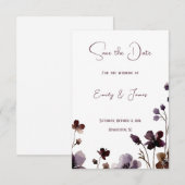 Wine Red Plum Mauve Fall Floral Wedding Save The Date (Vorne/Hinten)
