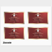 Wine Red Product Labels Gold Frame Logo Monogram Rechteckiger Aufkleber (Blatt)