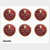 Wine Red Product Labels Gold Frame Logo Monogram Runder Aufkleber (Blatt)