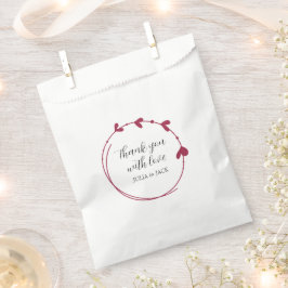 Wine Red Simple Heart Wreath Wedding Geschenktütchen