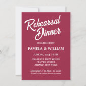 Wine Red Simple Style Wedding Probe Dinner Einladung (Vorderseite)