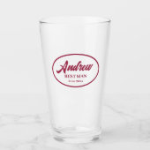 Wine Red Stylized Name Wedding Trauzeuge Glas (Vorderseite)