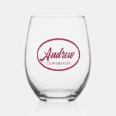 Wine Red Stylized Name Wedding Trauzeuge Glass Weinglas Ohne Stiel (Vorderseite)