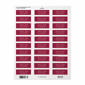 Wine Red Stylized Names Wedding Rücksendeadresse (Vorne)