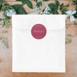 Wine Red Stylized Wedding Vielen Dank Runder Aufkleber
