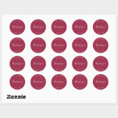 Wine Red Stylized Wedding Vielen Dank Runder Aufkleber (Blatt)