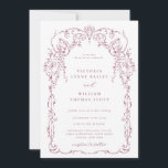 Wine Red Viktorianisch Frame Wedding Einladung<br><div class="desc">Eleganter Viktorianischer Inspirierter Wein Roter Rahmen,  Hochzeitseinladung. Template Features,  trendige Typografie mit Details Vorlage auf der Rückseite.</div>