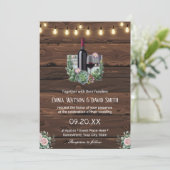 Wine Rustic Rose Country Lights Wedding Einladung (Stehend Vorderseite)