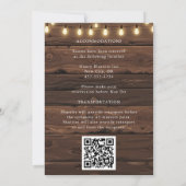Wine Rustic Rose Country Lights Wedding Einladung (Rückseite)