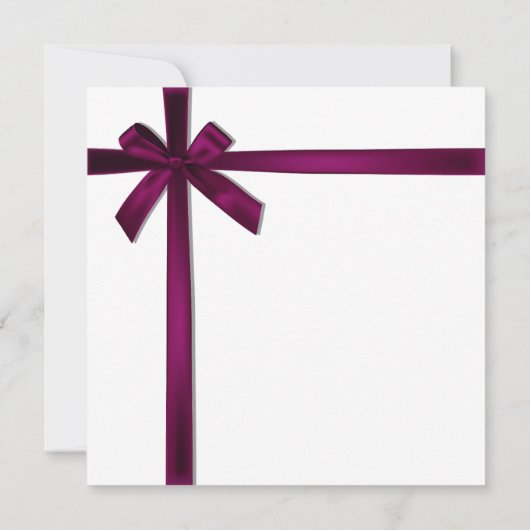 Wine Satin Ribbon Bow Weihnachtsfeier Einladung (Rückseite)
