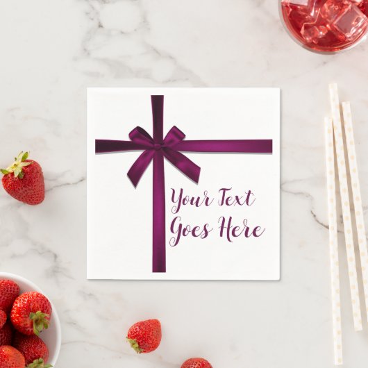 Wine Satin Ribbon Bow Weihnachtsfeier Serviette (Beispiel)