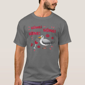 Wine Seagull Bird Lover Shorebird Möwen Familie T-Shirt