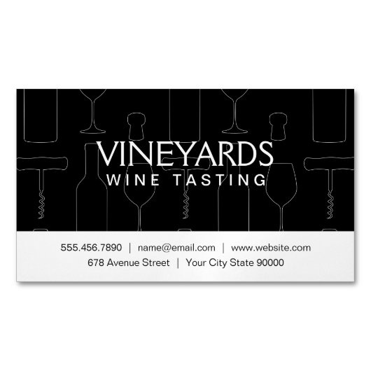 Wine Set Business Card Magnetische Visitenkarte (Vorderseite)