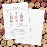 Wine Simple Sixty 60th Birthday Party Einladung<br><div class="desc">Elegant Blush Pink and Mauve Wine-Themed Birthday Invitation. This stylish invitation features the phrase Aged to Perfection across the top in elegant handwritten script calligraphy, printed in soft gray for a refined look. Just below, a watercolor illustration of three wine bottles in blush pink and mauve adds a feminine and...</div>