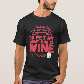 Wine Sip Bunny Animal Men Frauen T-Shirt
