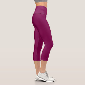 Wine Solid Color Capri Leggings