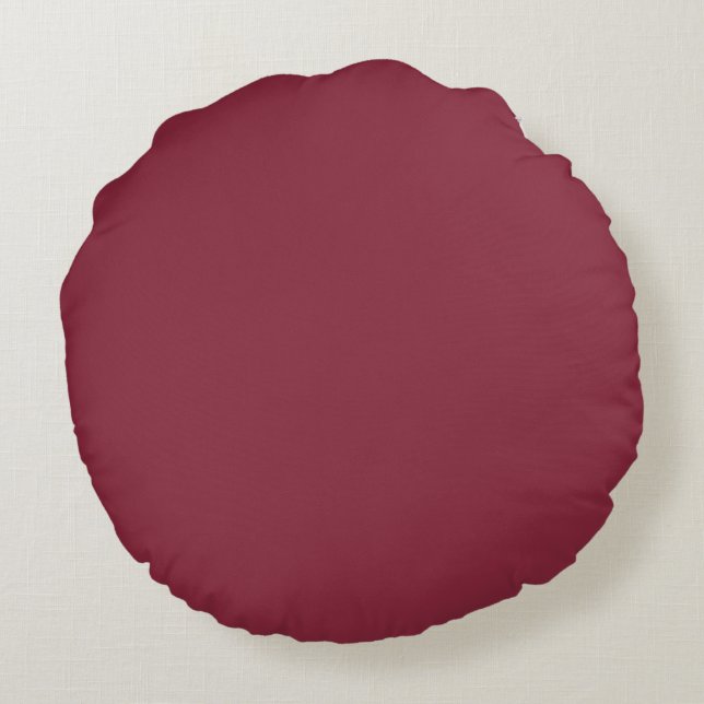 Wine Solid Color Rundes Kissen (Rückseite)