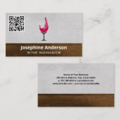 Wine Splash | Rotes Weinglas | Holz Visitenkarte (Vorne/Hinten)