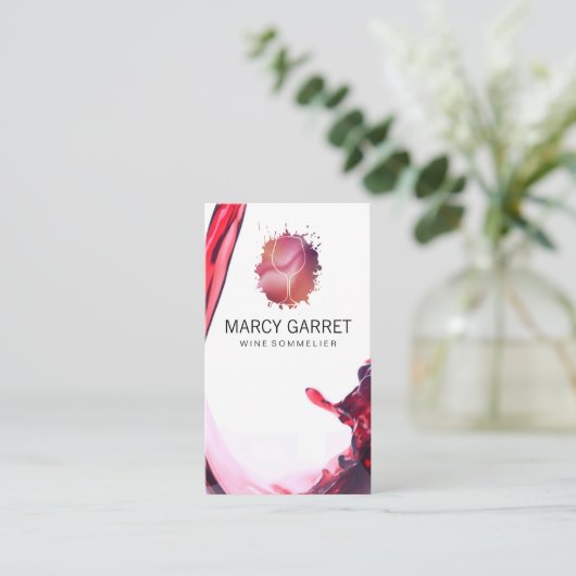 Wine Splash | Weintrub Visitenkarte (Stehend Vorderseite)