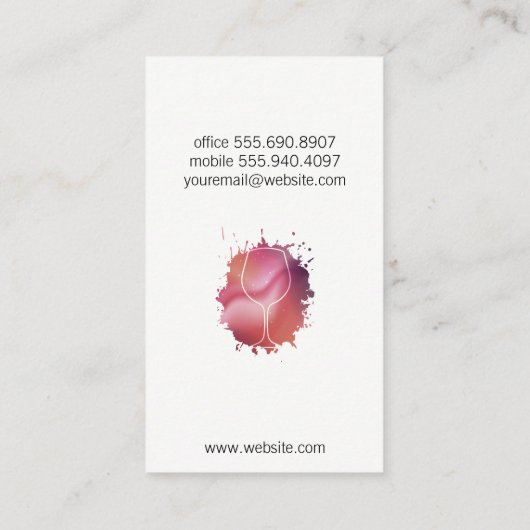 Wine Splash | Weintrub Visitenkarte (Rückseite)