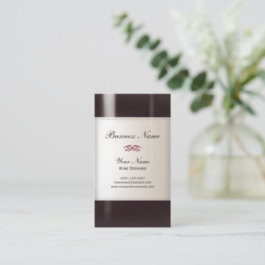 Wine Steward Business Card Visitenkarte (Stehend Vorderseite)