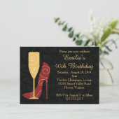 Wine Stiletto Heels Champagne Birthday Invitations Einladung (Stehend Vorderseite)