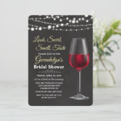 Wine String Lights Bridal Dusche Einladung (Stehend Vorderseite)