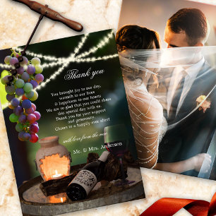 Wine String Lights Wedding Foto Dankeskarte