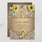 Wine Sunflowers Mason Jar Save the Date Karte (Vorne/Hinten)